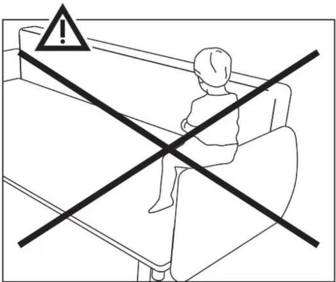 Safety warning sign showing a person sitting in a car with a cross symbol indicating no hazard.
