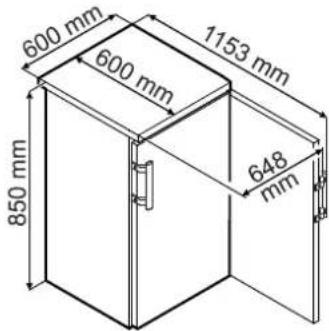 600 mm 600 mm 1153 mm 850 mm 648 mm