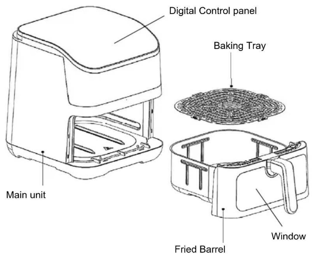 Digital Control panel Baking Tray Main unit Fried Barrel Window
