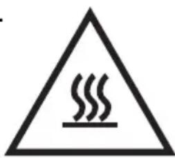 Warning symbol with steam inside a triangle, indicating heat or smoke hazard
