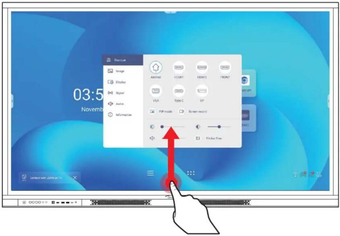 03:5 November Shortcut Image Display Signal Audio Information Android HDMI1 HDMI2 FRONT VGA Type C DP PIP mode Screen record Flicker Fox Connect with JSON on TV
