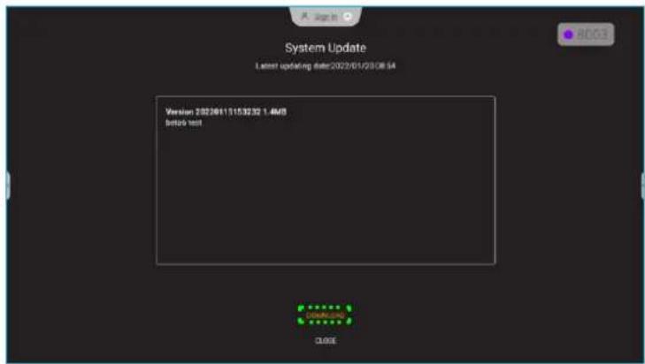System Update Latest updating date:2023/01/2008/54 Version: 202301115320 1.4MB Status test COSK-000 CLOOE