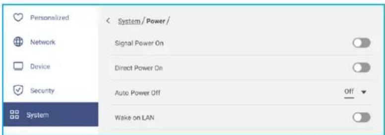 Personalized Network Device Security System < System / Power / Signal Power On Direct Power On Auto Power Off Wake on LAN