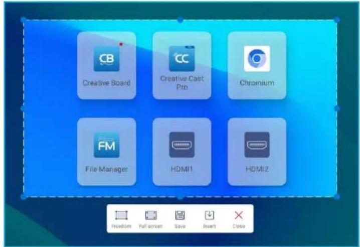 Creative Board Creative Cast Pro Chromium File Manager HDMI1 HDMI2 Freedom Full screen Save Insert Close