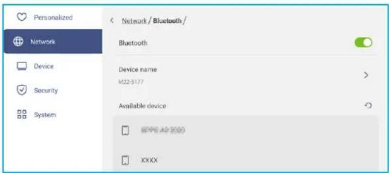 Personalized Network Device Security System < Network / Bluetooth / Bluetooth Device name M22-5177 Available device WPPG AP 2000 XXXX