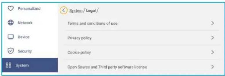 Personalized Network Device Security System System / Legal / Terms and conditions of use Privacy policy Cookie policy Open Source and Third party software license