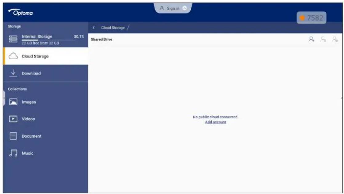 Oploma Sign in 7582 Storage Internal Storage 30.1% 22 GB free from 32 GB Cloud Storage Download Collections Images Videos Document Music Cloud Storage / Shared Drive No public cloud connected. Add account
