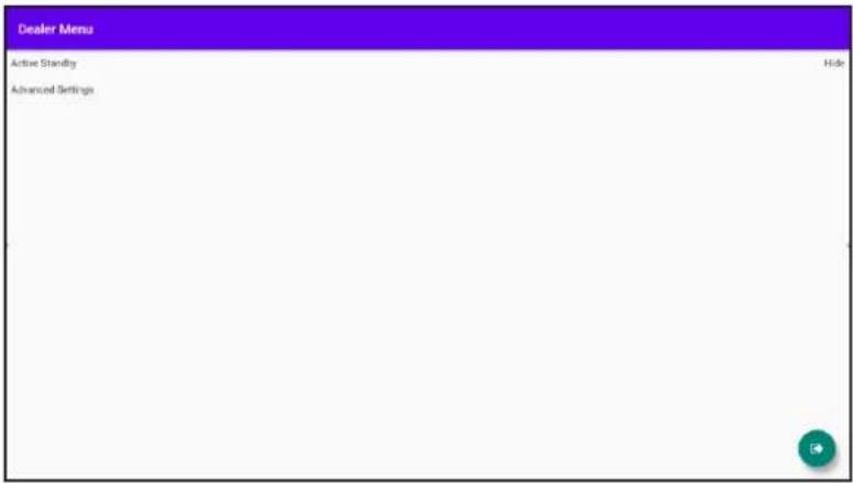 Dealer Menu Active Standing Advanced Settings Hide