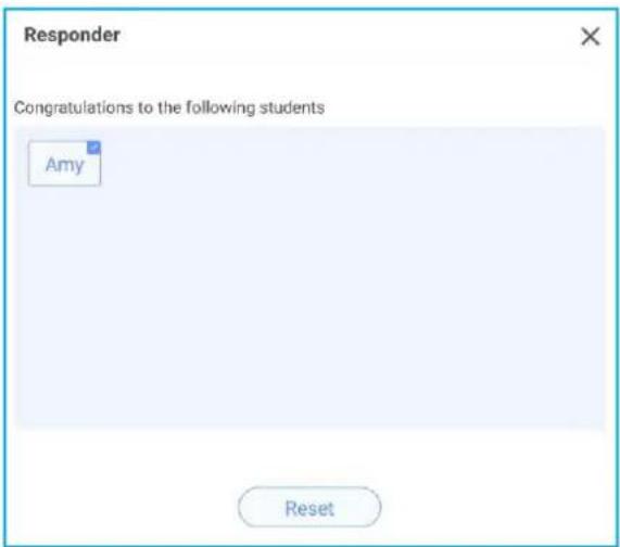 Responder Congratulations to the following students Amy Reset