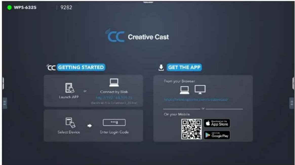 WPS-6325 9282 CC Creative Cast CC GETTING STARTED ON Launch APP or Connect by Web http://1922.168.101.28 (Select Wi-Fi to DigitalWater 2.25 free) SELECT Device Enter Login Code ***8 GET THE APP From your Browser https://www.optima.com/2.cnewcast/ On your Mobiles Download on the App Store Get From Google Play