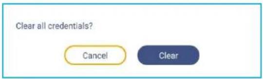Clear all credentials? Cancel Clear
