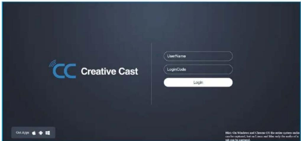 CC Creative Cast Username LoginCode Login Get Apps Get Apps Hit: On Windows and Chrome OS the entire system audio can be captured, but on Linux and MacOS only the audio of a tab can be captured.