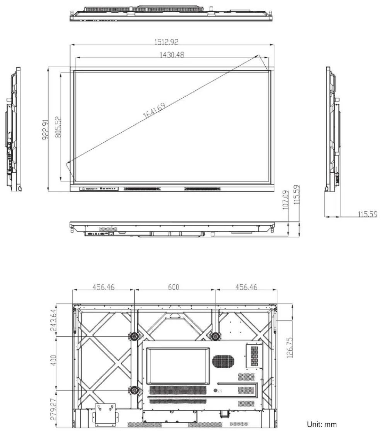 OPTOMA 3652RK - Dimensions - 1