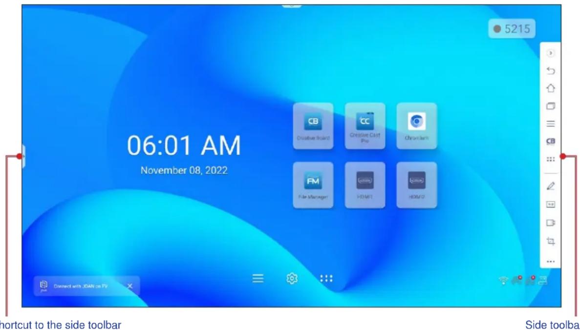 06:01 AM November 08, 2022 CB Creative Board CC Creative Cast Pro Chronium FM File Manager HDMI HDMI Connect with JOAN on TV 5215 Shortcut to the side toolbar Side toolbar