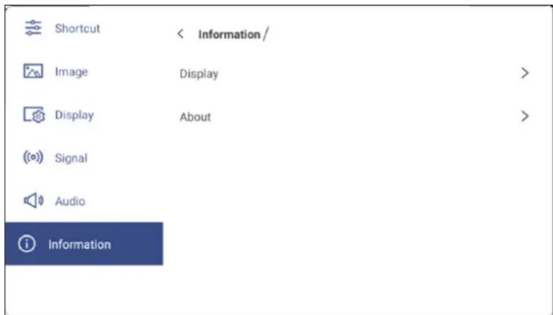 Shortcut < Information / Image Display > Display About > Signal Audio Information