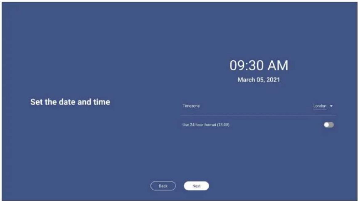 09:30 AM March 05, 2021 Set the date and time Timezone London Use 24-hour format (13.00) Back Next