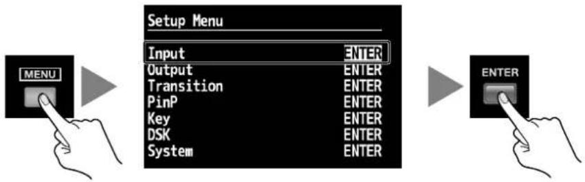 ROLAND V-800HD - Zobrazení menu Input. - 1