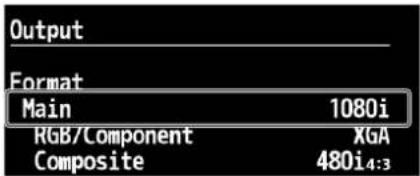 Output Format Main 1080i RGB/Component XGA Composite 480i4:3