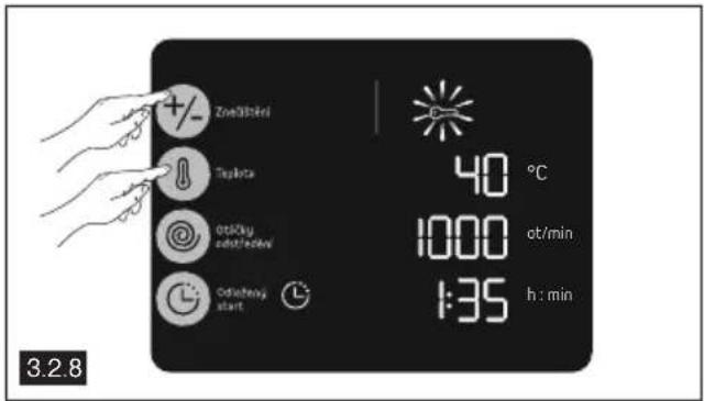 Zweltzeln Tepkota otčky sodžekni Odtužený start 40 °C 1000 ot/min 135 h : min 3.2.8