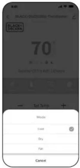 BLACK+ DECKER 70° Temperature: 24.5°C Mode Cast Dry Fan Cancel