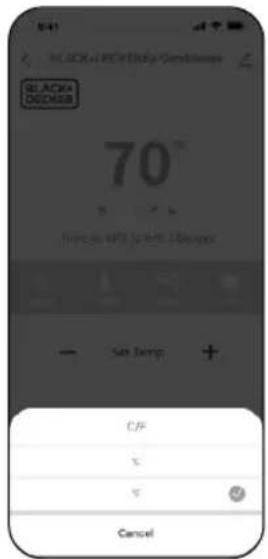 BLACK DECKER 70° - + - Set Back + C/F - - Cancel