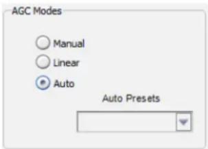 AGC Modes Manual Linear Auto Auto Presets