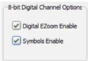 8-bit Digital Channel Options ✓ Digital EZoom Enable ✓ Symbols Enable