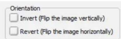 Orientation Invert (Flip the image vertically) Revert (Flip the image horizontally)