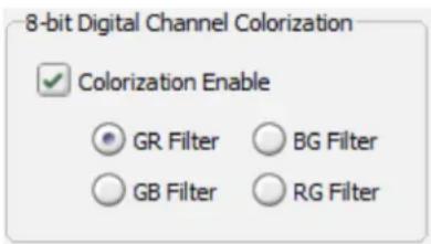 8-bit Digital Channel Colorization ✓ Colorization Enable ● GR Filter ○ BG Filter ○ GB Filter ○ RG Filter