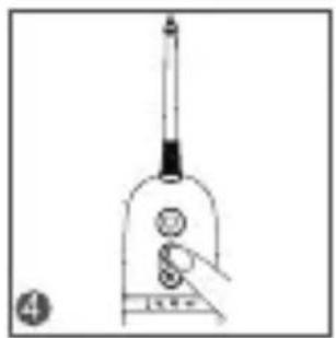 Diagram showing a bottle with a pointed tip and a labeled component, likely illustrating a procedure or setup.