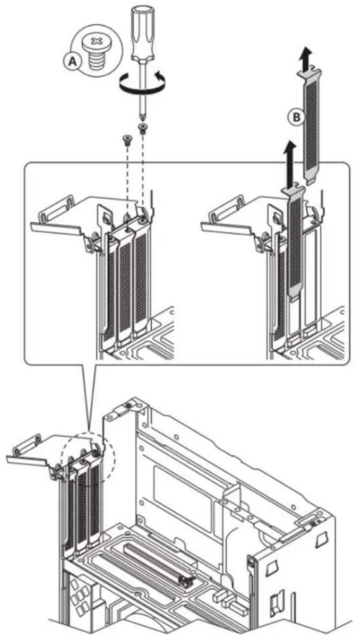 Technical diagram illustrating screwdriver installation and internal circuitry, labeled with components A and B