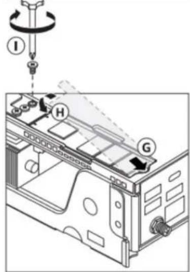 Technical diagram of a device's internal structure with labeled components I, H, and G