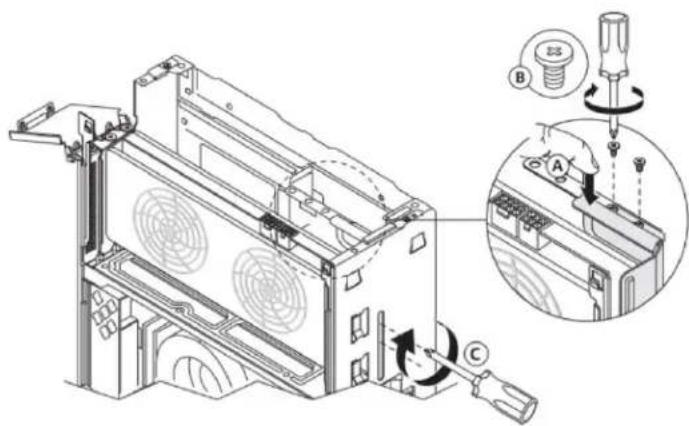 Technical diagram of a mechanical assembly with labeled parts and an inset showing tool path and component details.