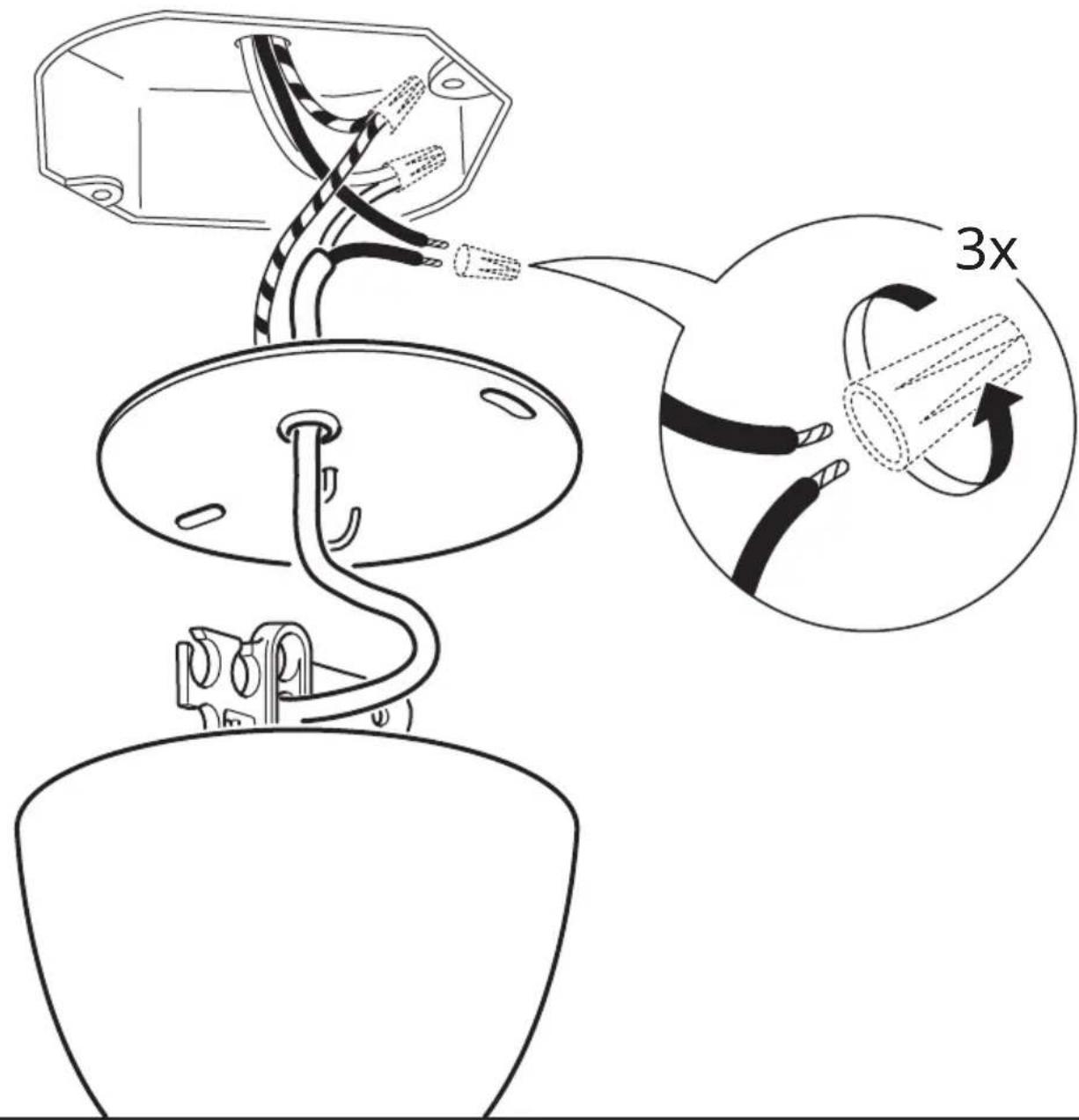 Technical diagram showing cable installation process with 3x speed annotation and component details