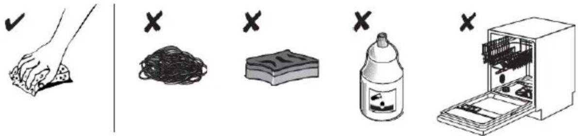 Illustration showing cleaning and cleaning process with hand, waste, plate, bottle, and printer icons
