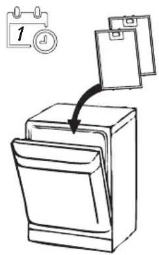 Diagram showing a printer with a calendar icon and an arrow indicating the process, likely illustrating a receipt or receipt operation.