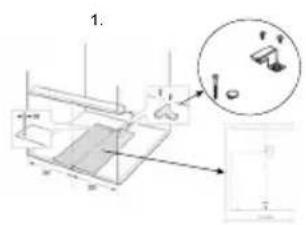Technical diagram showing a mechanical assembly with labeled components and an inset magnified view of a component detail.