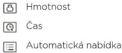 Hmotnost Čas Automatická nabídka