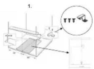 Technical diagram showing a mechanical assembly with labeled components and an inset magnified view of a component detail.