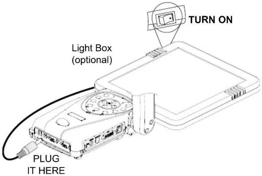 TURN ON Light Box (optional) PLUG IT HERE