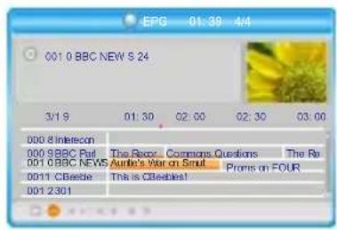 EPG 01:39 4/4 001.0 BBC NEW 5.24 3/1 9 01:30 02:00 02:30 03:00 000 8 Intercon 000 9 BBC Part The Repo Commons Questions The Re 001 0 BBC NEWS Auntie's War on Scout Proms on FOUR 0011 CBeeble This is CBeebles! 001 2301