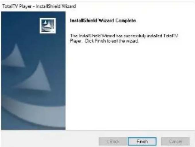 TotalTV Player - InstallShield Wizard InstallShield Wizard Complete The InstallShield Wizard has successfully installed TotalTV Player. Click Finish to exit the wizard.