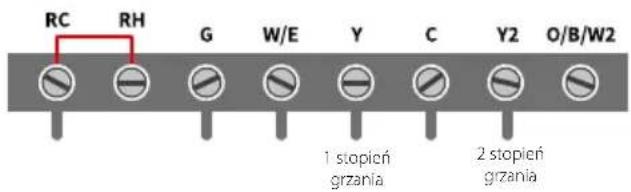 RC RH G W/E Y C Y2 O/B/W2 1 stopień grzania 2 stopień grzania