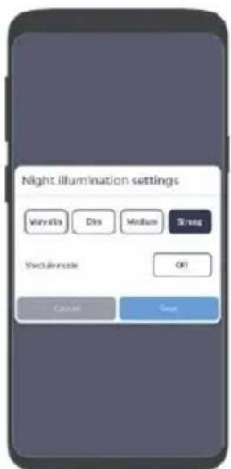 Night illumination settings Very light Disk Medium Slow-limade OK Close Save