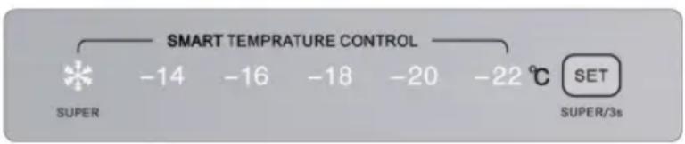 SMART TEMPERATURE CONTROL SUPER -14 -16 -18 -20 -22 °C SET SUPER/3s