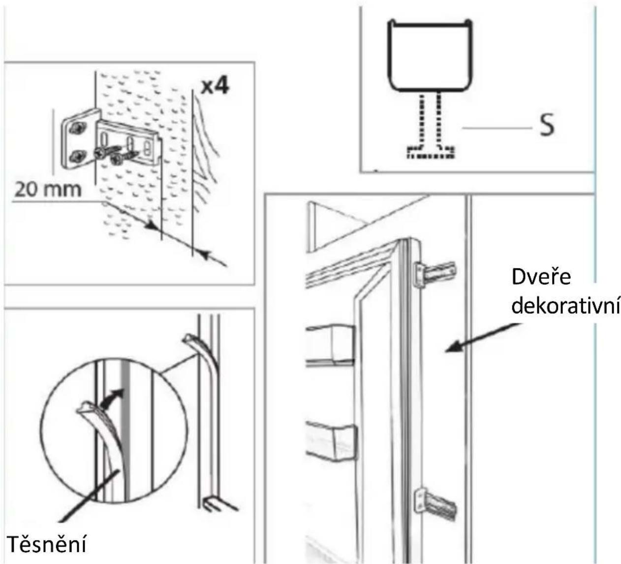 x4 20 mm S Těsnění Dveře dekorativní