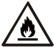 Warning sign depicting a flame symbol in a triangular shape