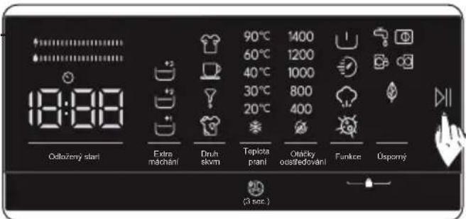 18:88 Ocložený start Extra machání Druh skim 90°C 1400 60°C 1200 40°C 1000 30°C 800 20°C 400 Tepiota prani Otáčky ostrídování Funkce Usporný (3 sec.)
