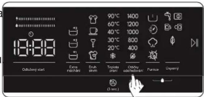 18:00 Odlžený start Extra machání Drah skvm 90°C 1400 60°C 1200 40°C 1000 30°C 800 20°C 400 Topiola prani Otstěky odstědřování Funkce Úsporňy (3 sec.)