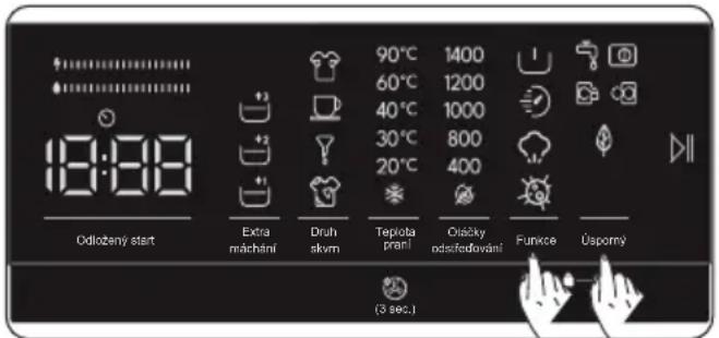 18:88 Odlóženy start Extra machání Druh skvm 90°C 60°C 40°C 30°C 20°C 1400 1200 1000 800 400 Tepiota prani Olszky odsředování Funice Úsporny (3 sec.)
